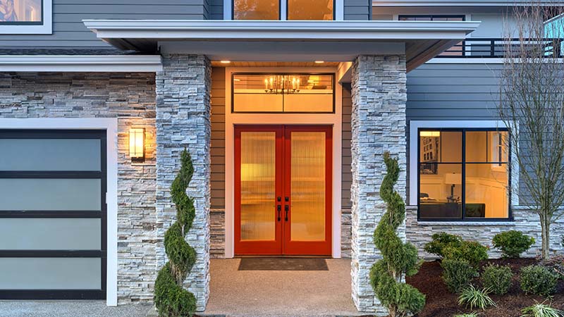 Exterior of a newly constructed house seen while performing home inspection services